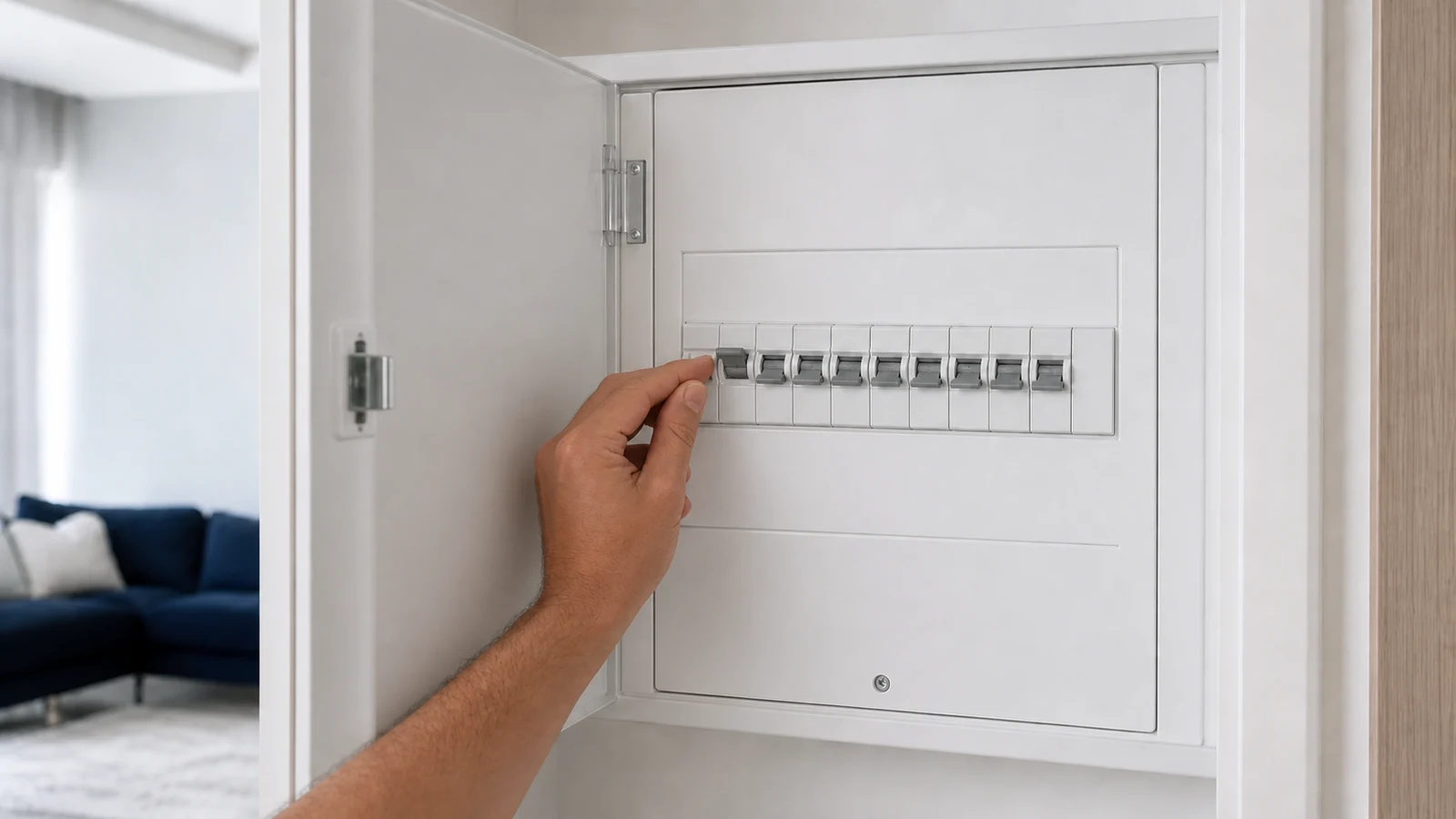 A clean but naturally yellowed intact switch shown in daylight after gentle external wiping.